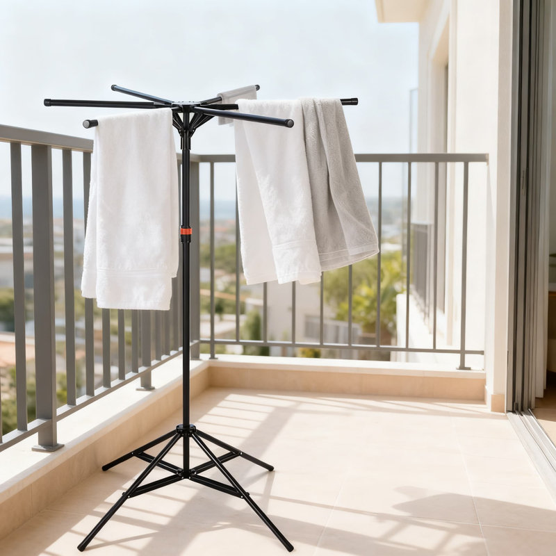 Porte-serviettes de piscine extérieur robuste et autoportant avec une conception en couches à 6 pôles, un support de séchage réglable pour la plage du spa avec des pinces coupe-vent, une fabrication en métal durable pour les serviettes et les maillots de bain