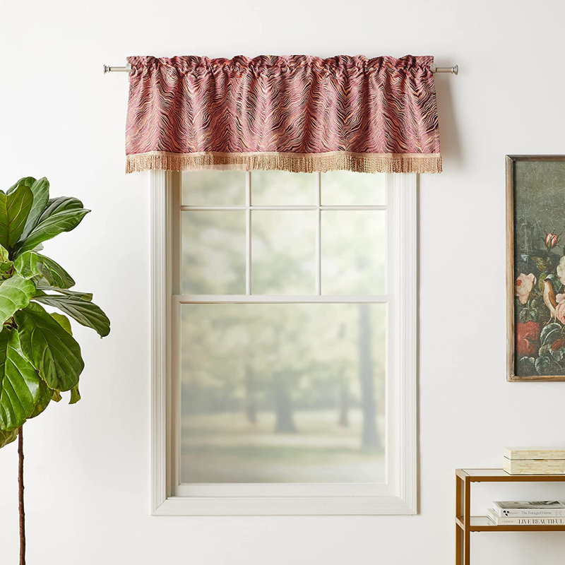 Nephilim Abstract Tailored Window Valance, Cranberry