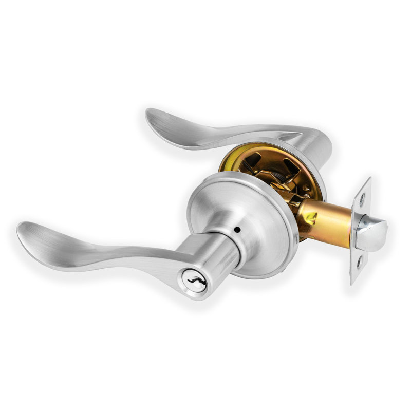 XFORT Cabriole Entrance Knob Set, Door Knob with Lock for Internal Wooden Doors, Complete Set with Tubular Latch and 3 Keys