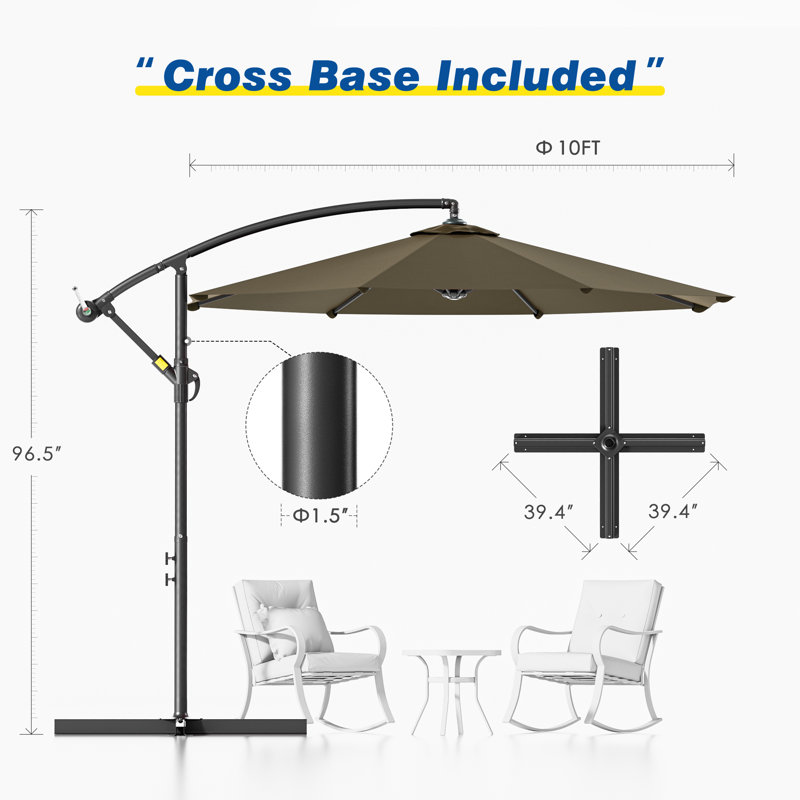 Parasol en porte-à-faux 120 po, Taupe