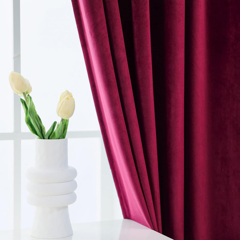 Velvet Blackout Curtain Pair, 52" W x 72" L, Burgundy