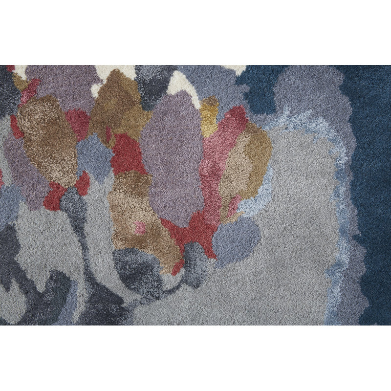 Dafney Hand Tufted Floral Area Rug in Blue/Pink/Gray, Rectangle 3'6" x 5'6"