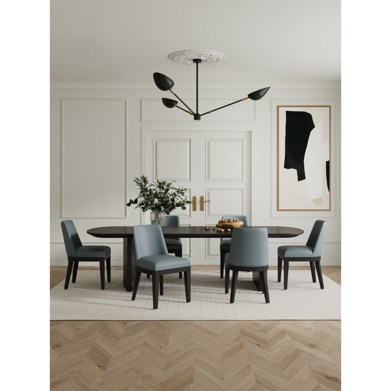 Gansevoort Modern Vegan Leather Upholstered Beech Wood Dining Parsons Chair in Pewter, Pewter