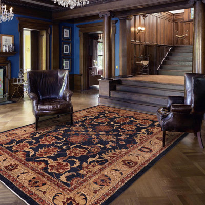 Tapis unique bleu de 10 pi x 14 pi des années 2000 par Arshs Fine Rugs