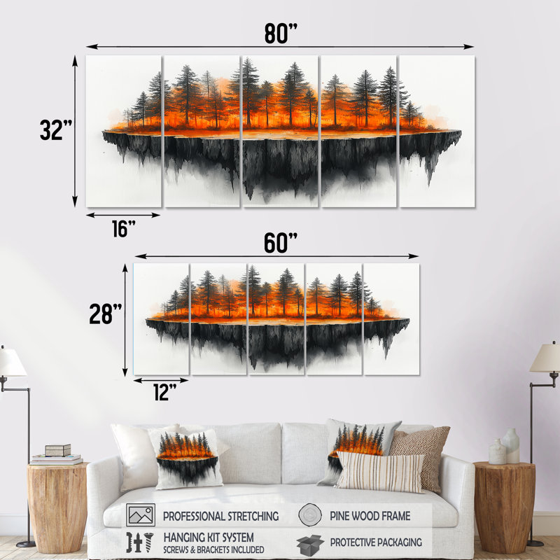 Forêt d'automne sur bois, diapositive Harmony II - forêt, art mural - décoration murale traditionnelle, H 28 po x l 60 po, 5
