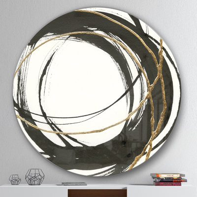 Gold Glamour Circle III - Painting Print Metal Circle Wall Art
