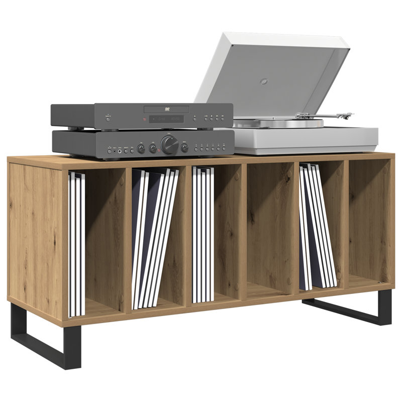 Record Cabinet with Shelf with Storage Engineered Wood Media Home Unit, Artisan Wood