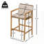 Ensemble de 2 tabourets d'extérieur en bois avec coussin beige