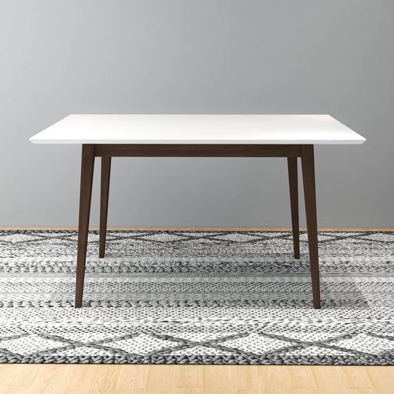 Aaban Solid Wood Dining Table, White, 29.5" H x 47" L x 29.5" W