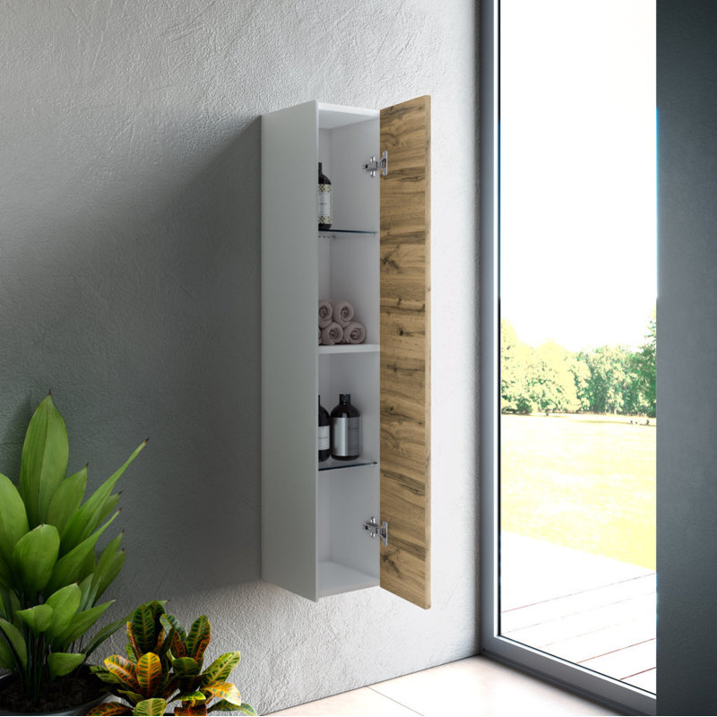 Dorcus Wall Linen Cabinet, Honey Oak