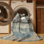 Tapis oriental beige lavable à la machine Paitlyn London Tower Bridge - Reliure bleu ciel-2031160909
