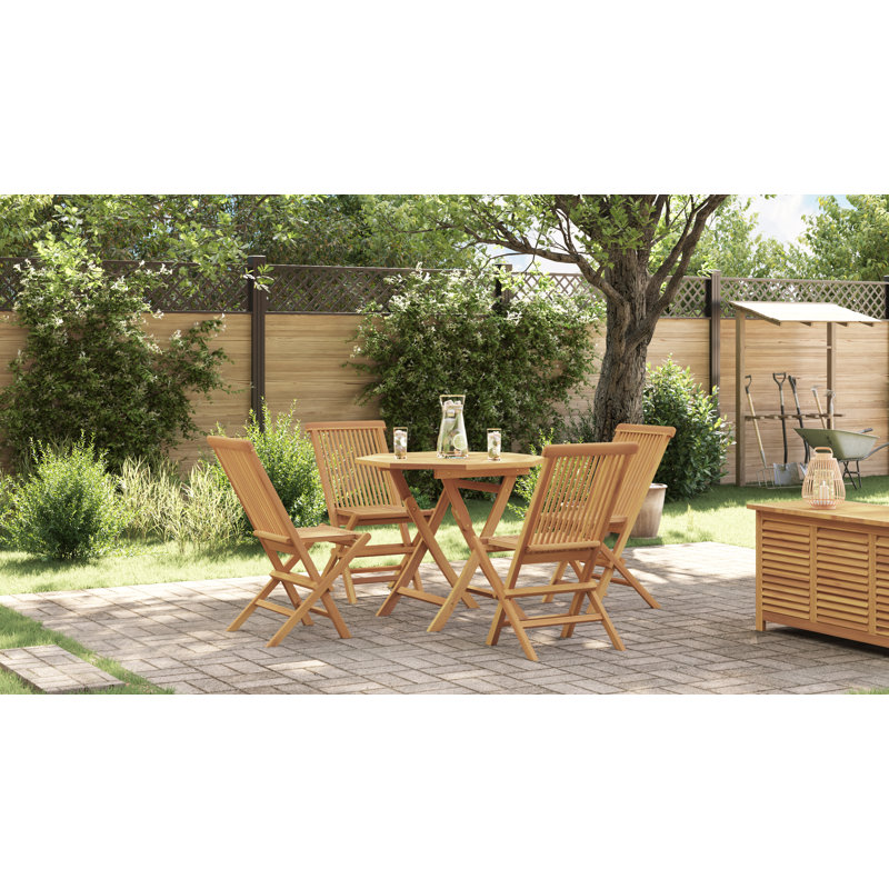 Hinkle 4 - Person Teak Patio Dining Set with