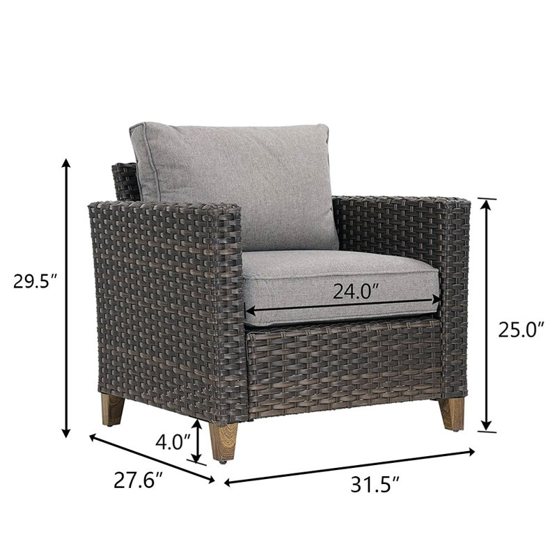Glorya Wicker Patio Chair with Cushions