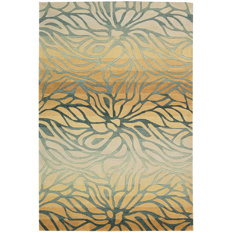 Tapis argenté contemporain fait à la main Asuncion, Rectangle 8 pi x 10 pi 6 po