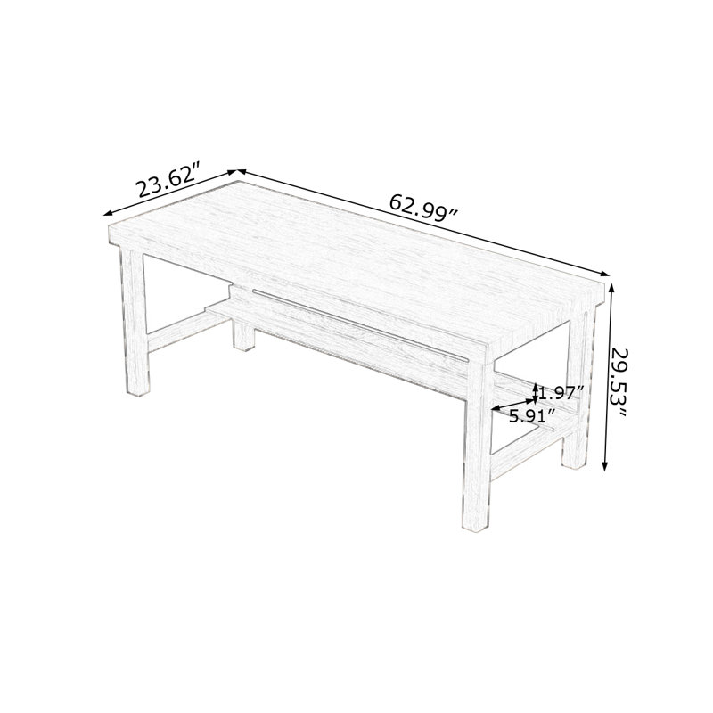 Dark Walnut Rectangular Solid Wood desks, 29.53" H x 62.99" W x 23.62" D