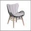 Chaise de patio d'extérieur en bois d'eucalyptus clair et corde gris anthracite Mateo