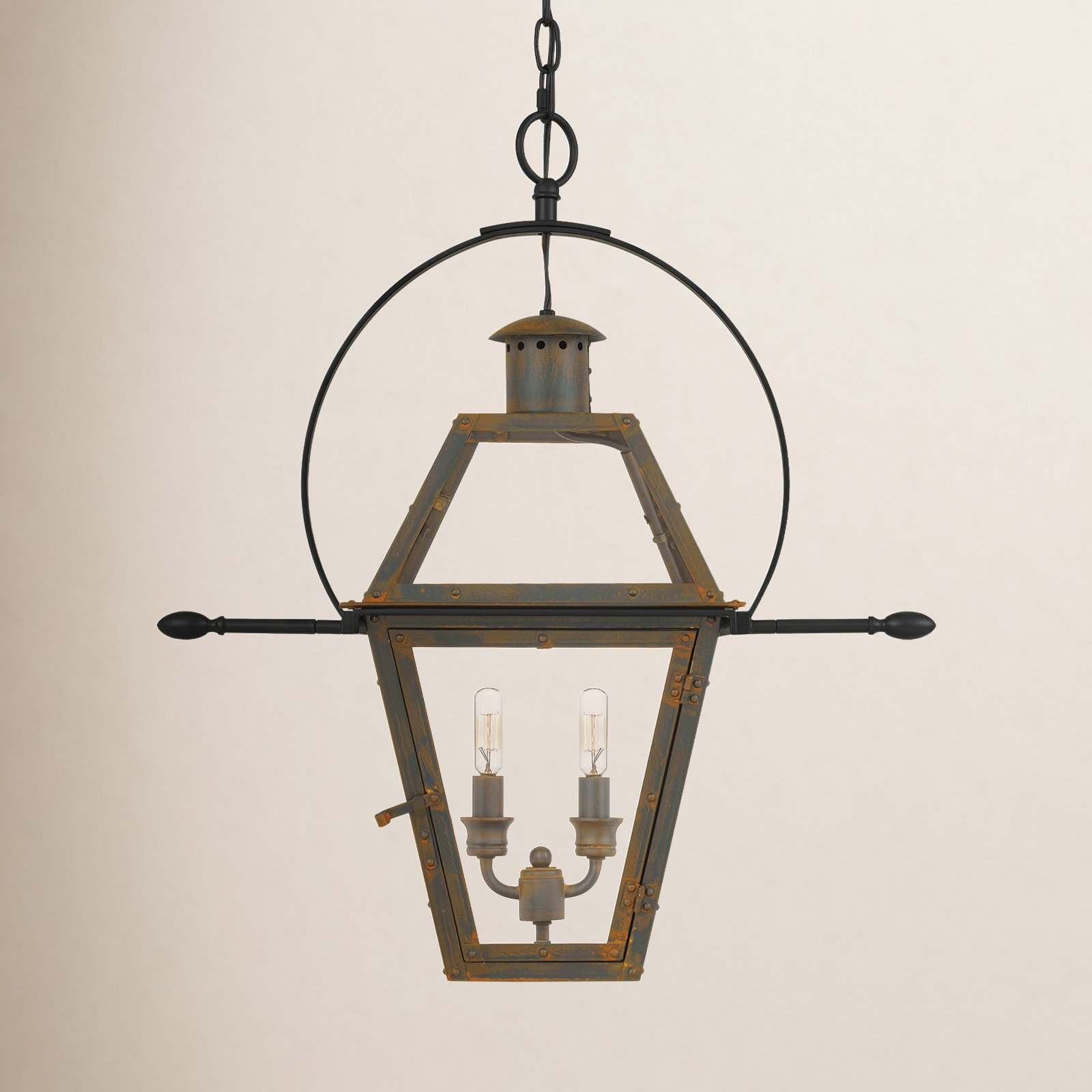 Amber Outdoor Pendant Light, Industrial Bronze
