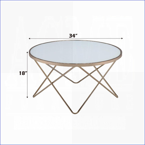 Latitude Run® Mid-Century Modern Round Coffee Table - Black Glass Top ...