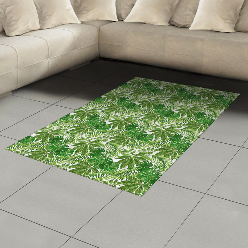 Tapis décoratif à haute densité en fibres de polyester Palm Leaf, Rectangle— 4 pi x 5 pi 8 po