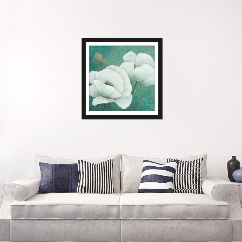 «Flora II», impression sur toile, Papier d'art encadré noir, Blanc, H 24 po x l 24 po x P 1 po