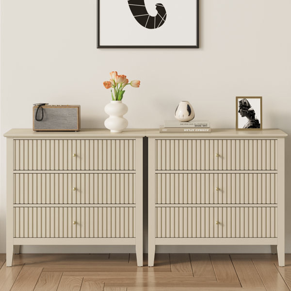 Lark Manor Cyna 3 Drawer Dresser, Wide Chest Of Drawers With Ball Bearing Slide & Reviews | Wayfair Cyna 3 Drawer Dresser, Wide... 