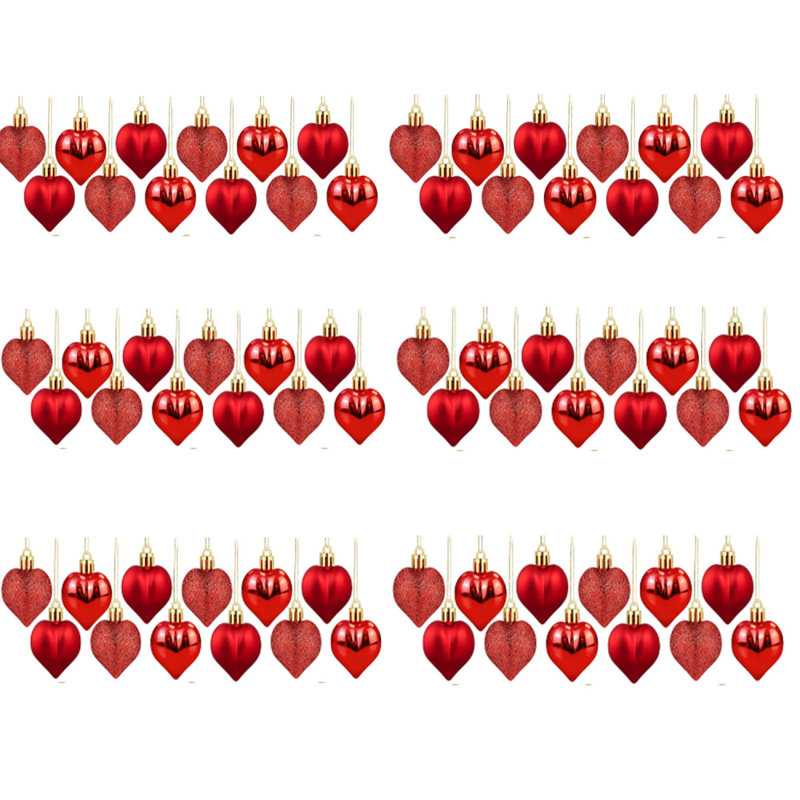 72 pièces de décorations en forme de cœur en forme de cœur pour 72 ans de la Saint-Valentin, Rouge
