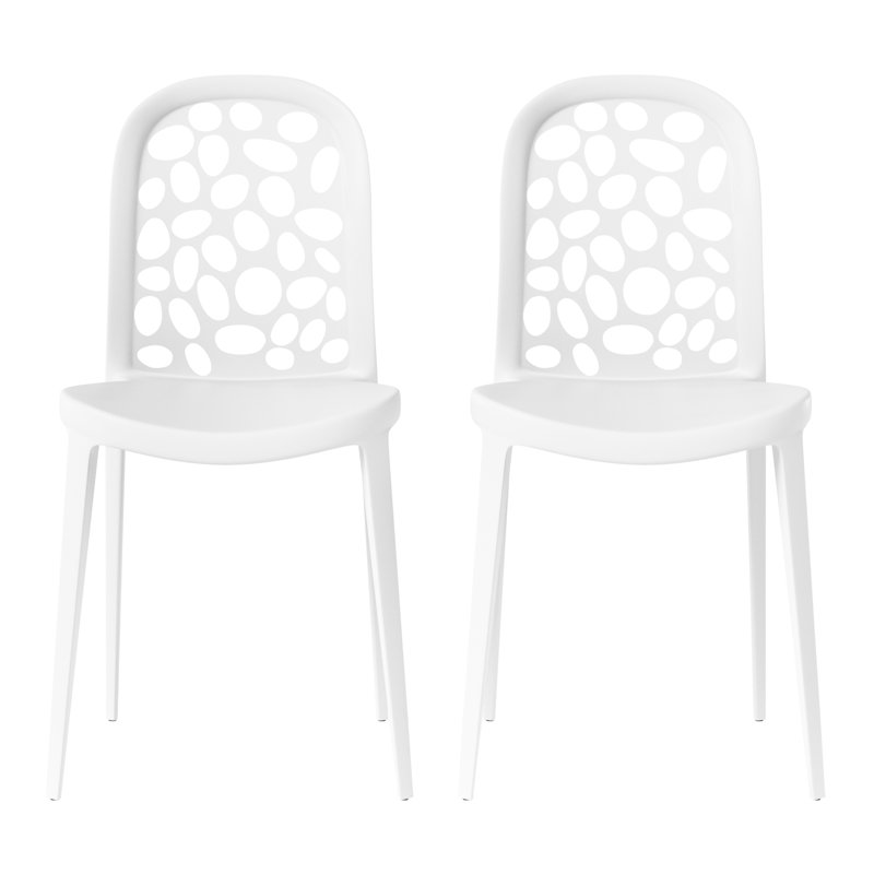 Chaise de salle à manger d'extérieur empilable (ensemble de 2), Blanc