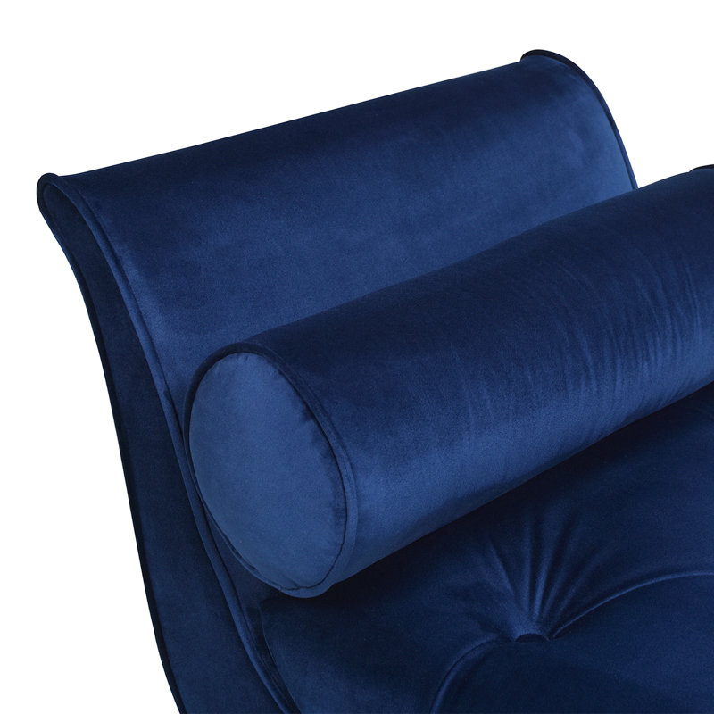 Lucien Upholstered Bench, Navy Blue, Black