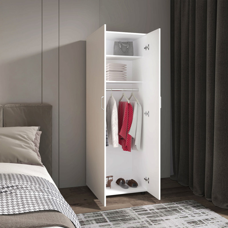 Armoire mince pour chambre à coucher, blanc