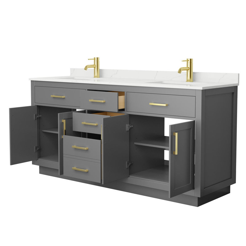 Meuble-lavabo double Beckett TK, Or brossé, Simple, 66''