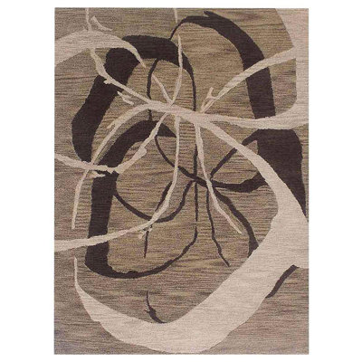 Tapis écologiques en laine touffetés à la main - 5 pi x 8 pi, rectangulaire, de couleur brun clair, de conception moderne et contemporaine, tapis épais antidérapants faits à la main pour salon, chambre à coucher