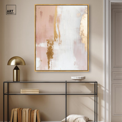 Lueur dorée sur toile rose, ton de terre abstrait par Art Remedy