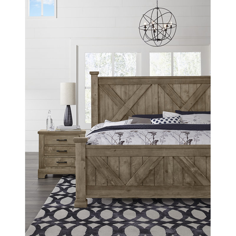 Grewitz Solid Wood Standard Bed, Stone Gray, Queen