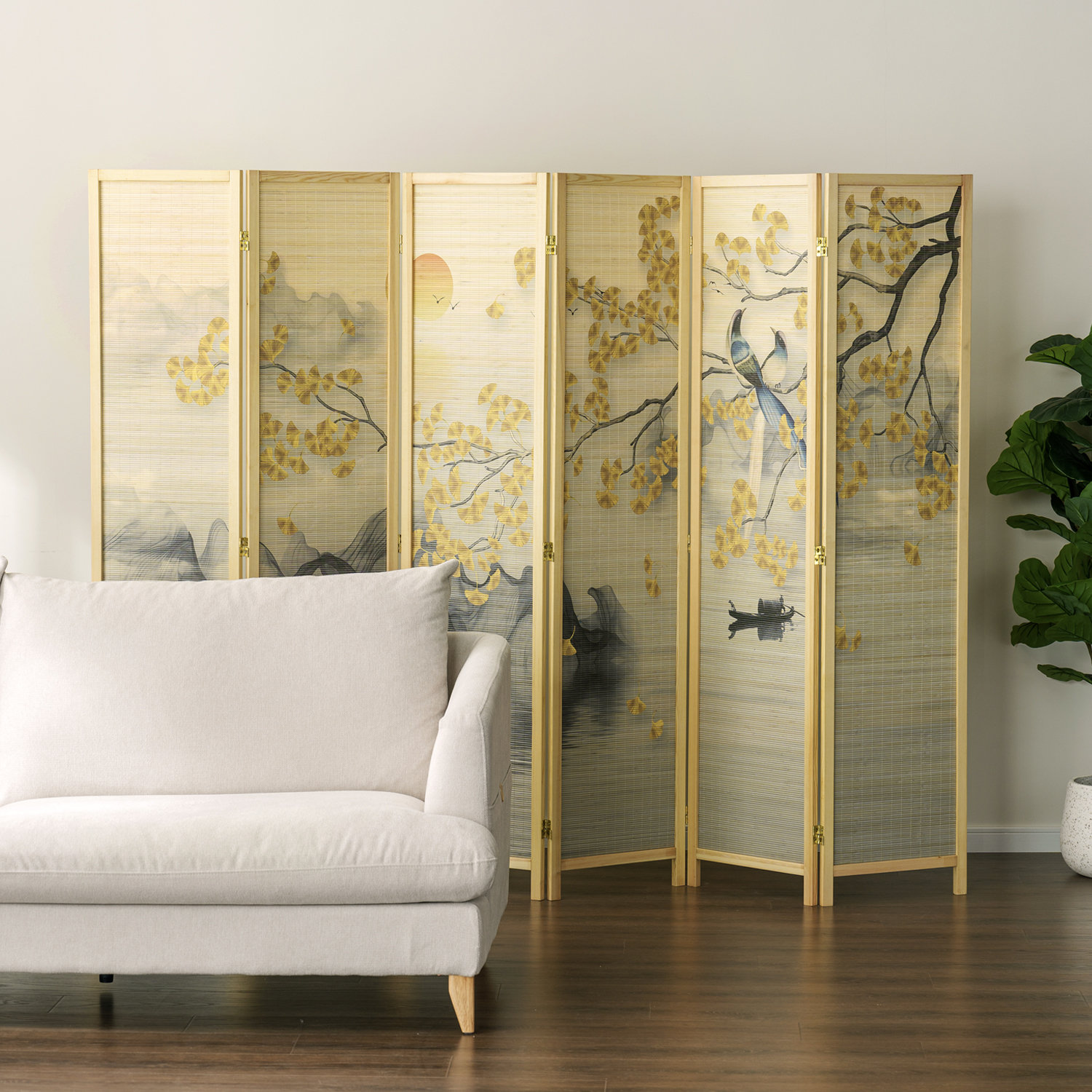 The Twillery Co. Southbury 94.5'' W x 68.9'' H 6 Panel Room Divider