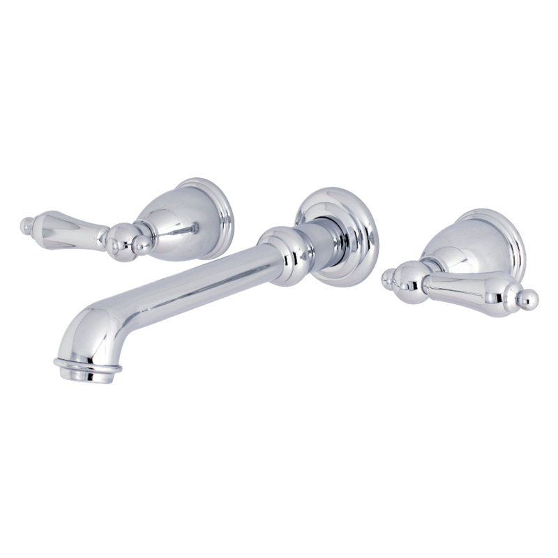 Kingston Brass English Country Two-Handle 3-Hole Wall Mount Roman Tub Faucet, Polished Chrome
