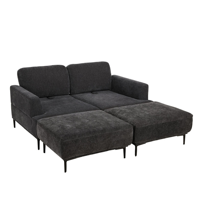 Canapé 71 po avec 2 tabourets, Gris