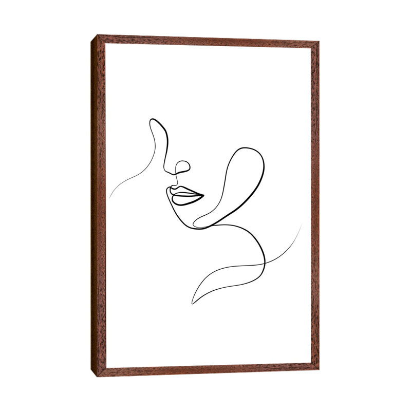 Femme Face III by Dane Khy - Painting on Canvas, 152.5 cm H x 101.5 cm W, Classic Brown Wood Framed Canvas