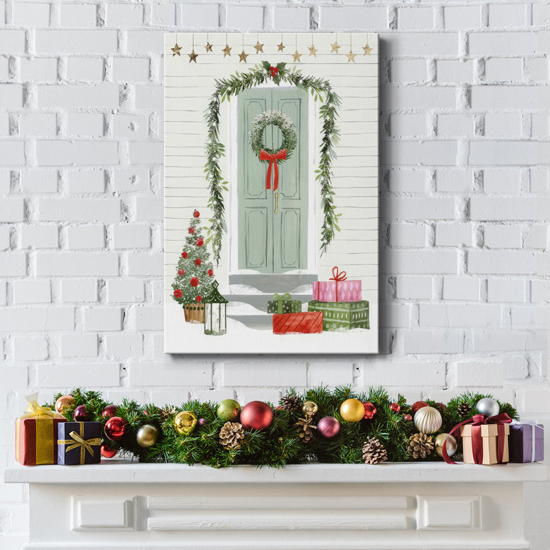 Porte d'entrée festive I sur toile, H 48 po x l 32 po x P 1,5 po