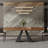 Mid-Century 86" Dining Table for 8-10, Brown Wood Retangle Kitchen Table, Black Stainless Steel legs