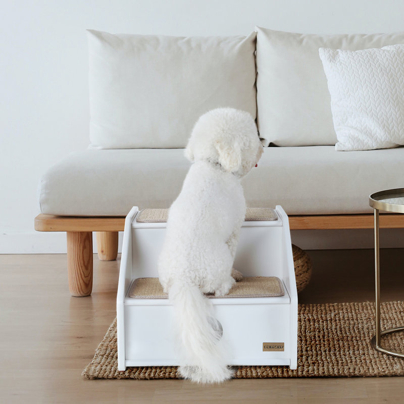 Marche pour animal de compagnie pour lit, Blanc