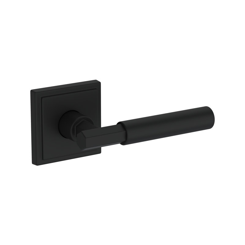 Riddling Passage Lever with Stepped Square Rose in Lifetime (PVD) Satin Brass, Matte Black
