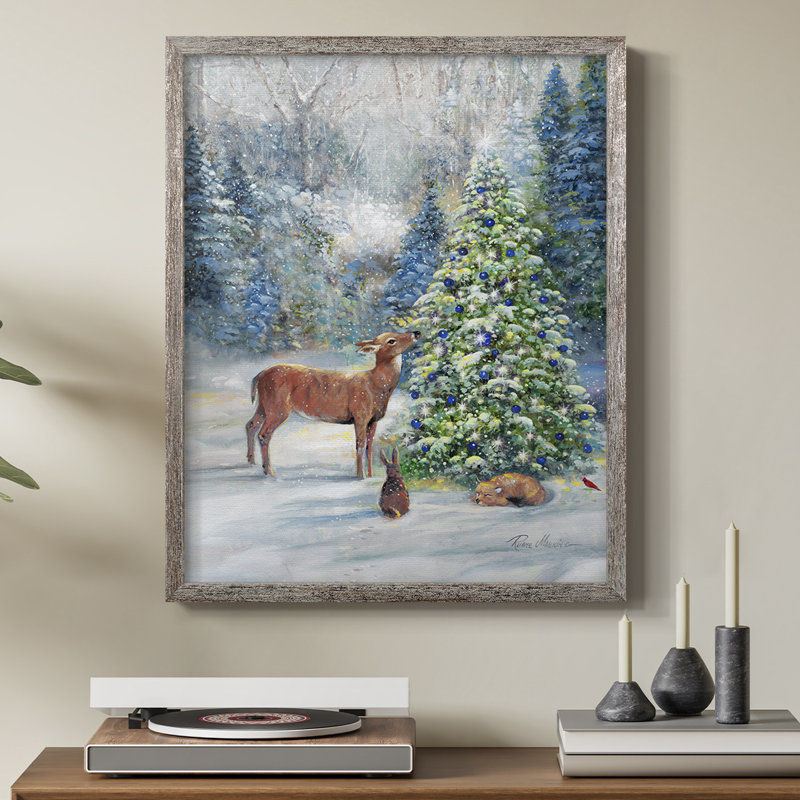 Winter Gathering Framed Print - Solid Wood, 21" H x 17" W