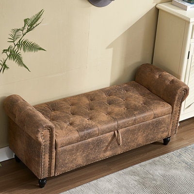 Banc de rangement, banc rembourré, repose-pieds capitonné avec rangement, banc de chambre à coucher