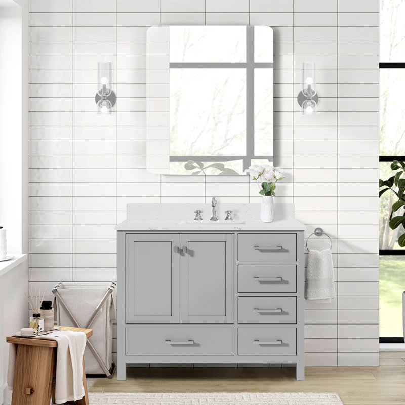 Meuble-lavabo simple 42 po Cholena, Gris