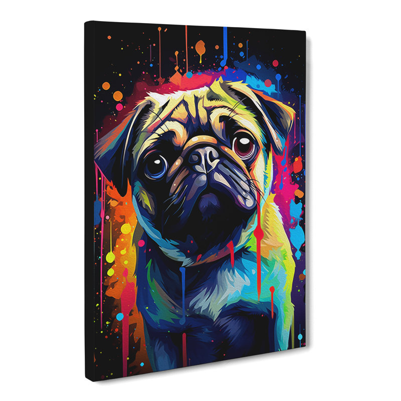 Pug - Wrapped Canvas, 60cm H x 40cm W x 3cm D