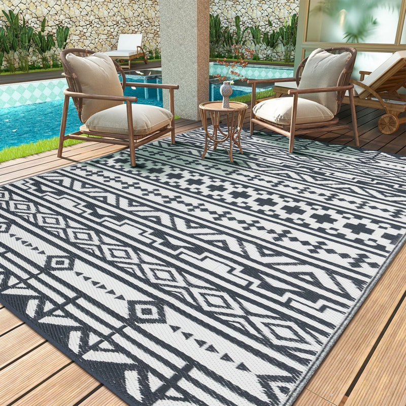 Tapis d'extérieur réversible imperméable Marliegh, Rectangle 5' x 8'