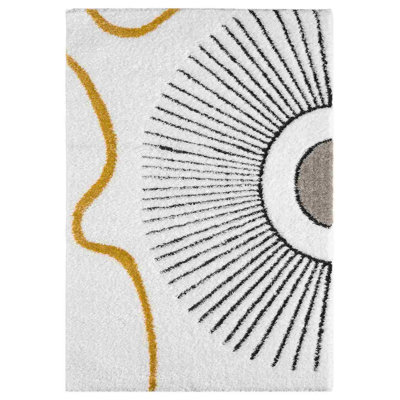Modern Olexander Abstract Geometric Rug For Living Room Bedroom Design 6420 (Yellow)
