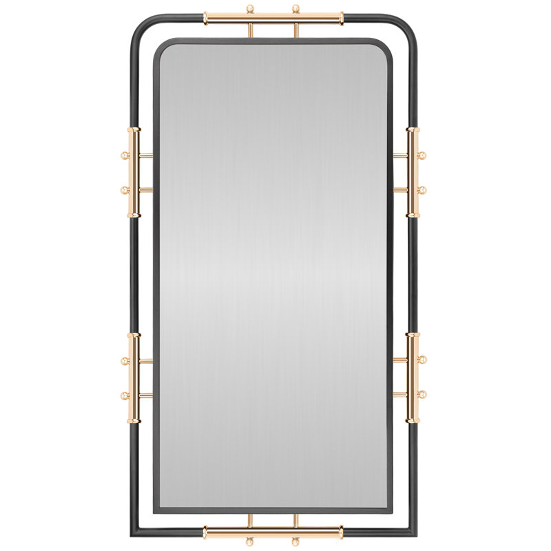 Tyn Metal Wall Mirror, Matte Black/Brass