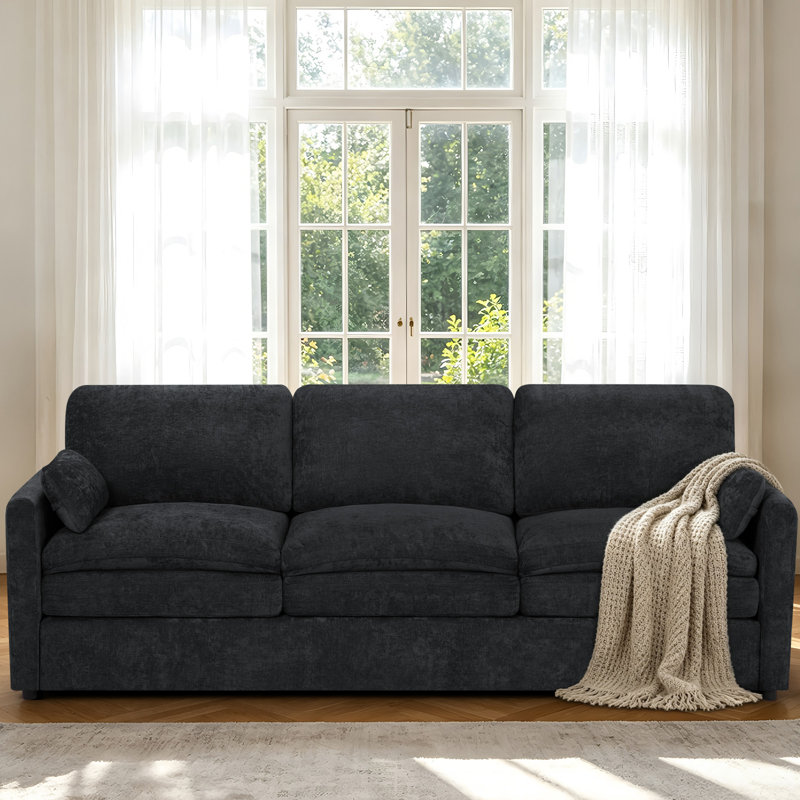 3 Seater Chenille Sofa, Black