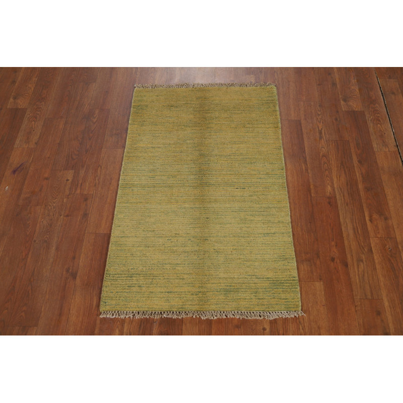 Yellow & Green Modern Wool Gabbeh Oriental Rug 2x3
